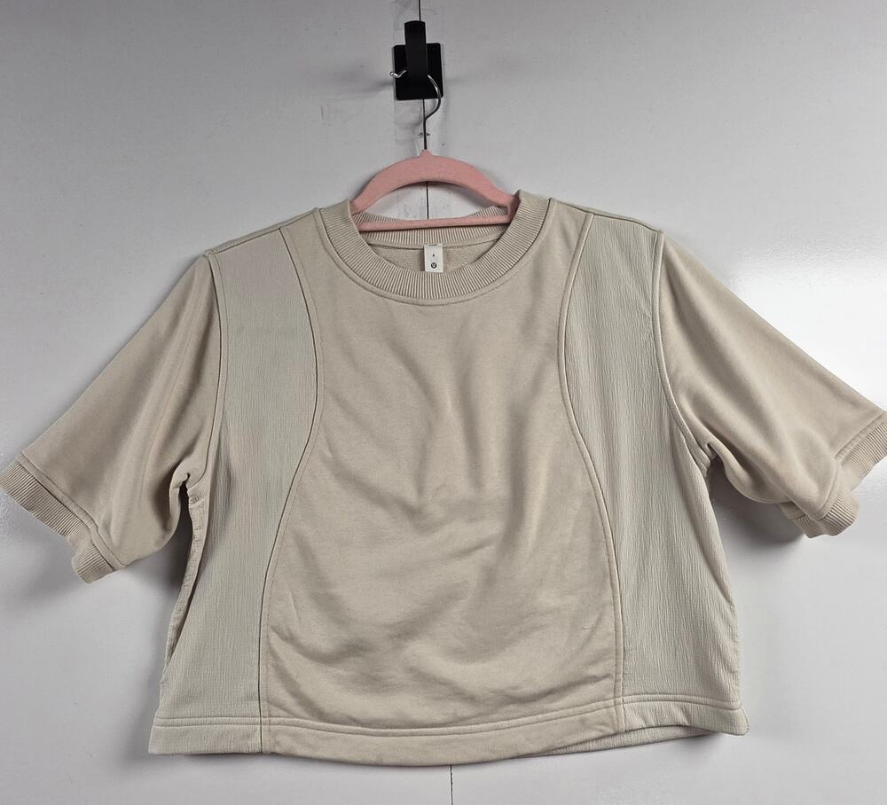 Lululemon Swift Short Sleeve Terry Top Size 4 Natural Ivory 0106